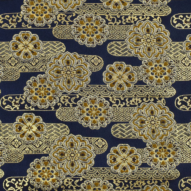 〔1月下旬~2月上旬以降入荷分予約〕金襴生地 洛レイ四丁3号 雲花紋(5-4813) 紺 09Bh18_