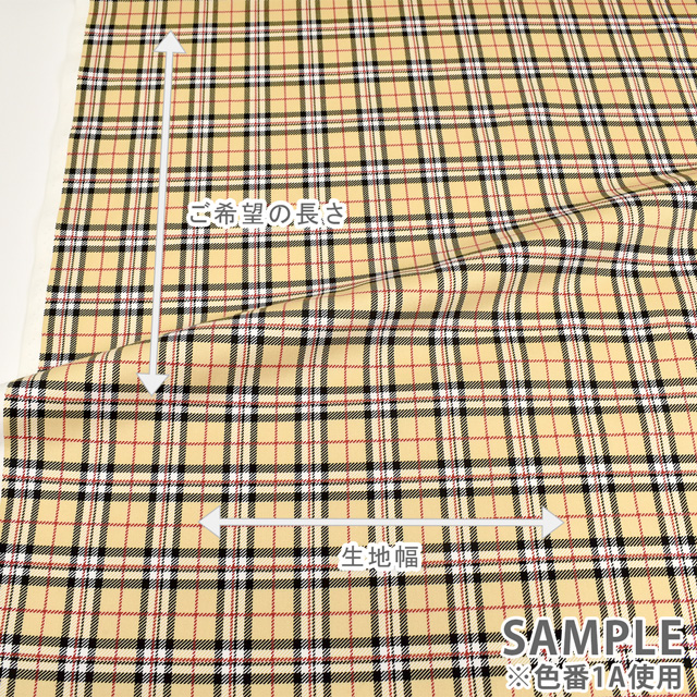 生地 ツイルチェックプリント(5000) 1A.ベージュ 09Bk22_