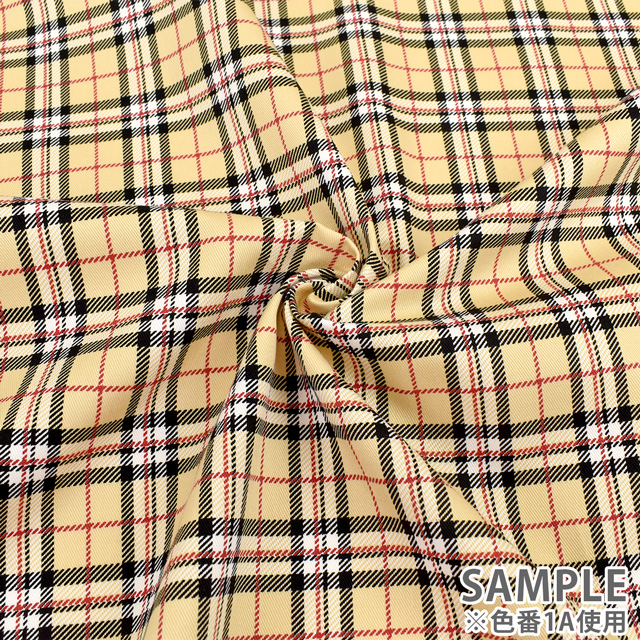 生地 ツイルチェックプリント(5000) 1A.ベージュ 09Bk22_