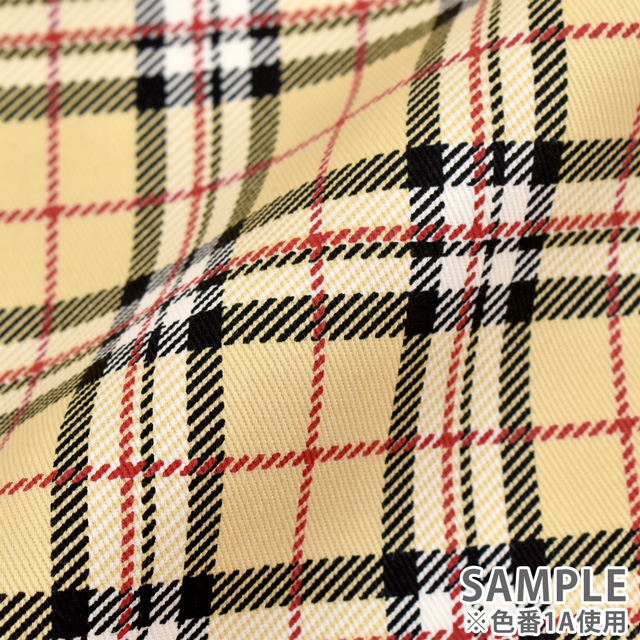 生地 ツイルチェックプリント(5000) 1A.ベージュ 09Bk22_