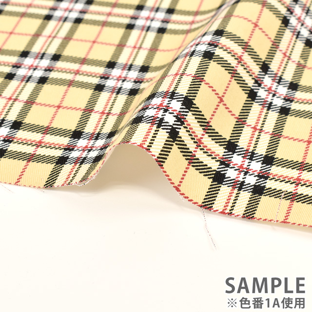 生地 ツイルチェックプリント(5000) 1A.ベージュ 09Bk22_