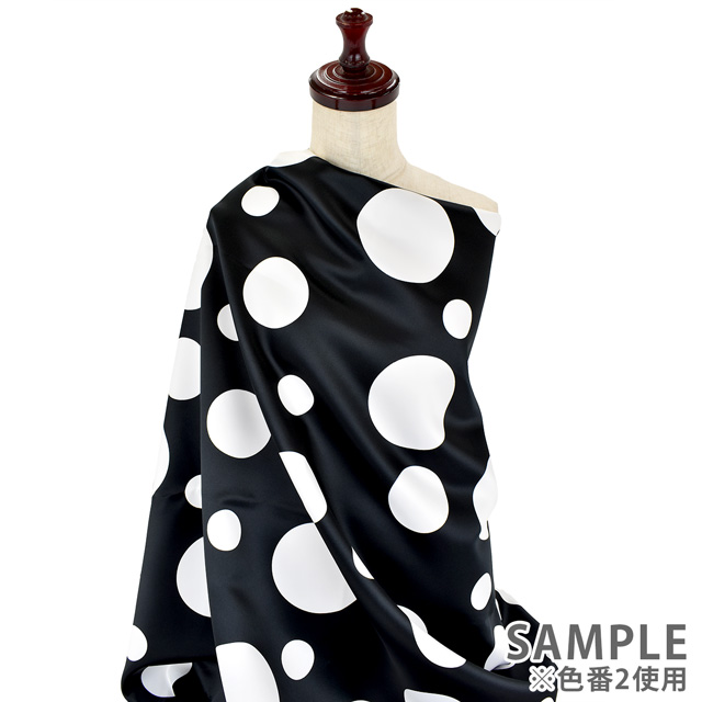 サテン生地 BUBBLE(500774) 2.ブラック 10Ae08_