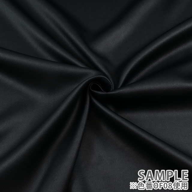 生地 オルフェス/レザー調サテン(50550) OF08.ブラック 10Ae08_
