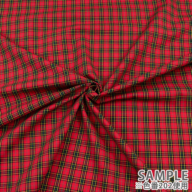 生地 40s先染めタータン(51010) 202.赤×黒系ライン 09Bk22_