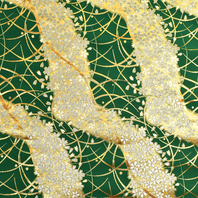 金襴生地 錦林三丁 桜林(5560) 56.緑 09Bh18_