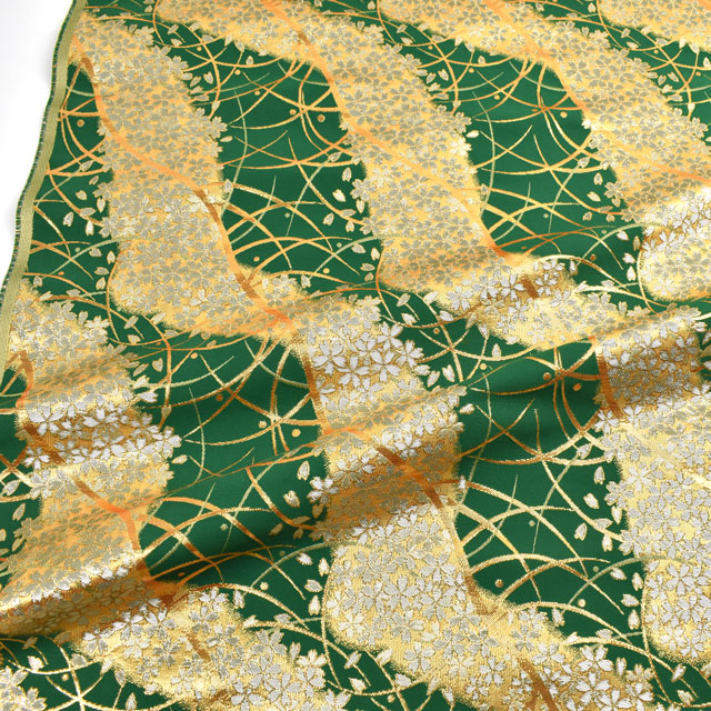 金襴生地 錦林三丁 桜林(5560) 56.緑 09Bh18_