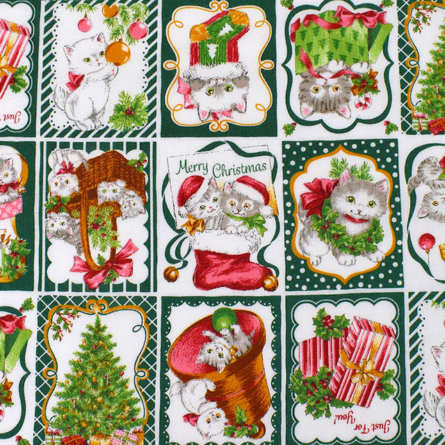 生地 クリスマスプリント クリスマスカード/ポプリン(57900) 2B.グリーン 99Zz99_