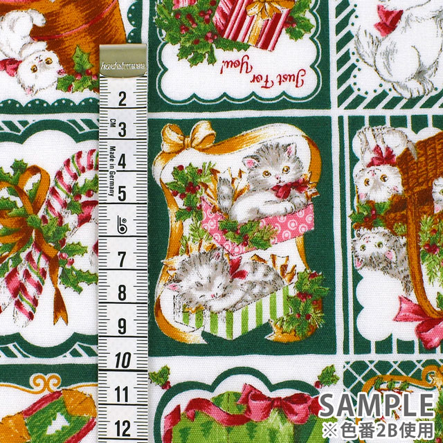 生地 クリスマスプリント クリスマスカード/ポプリン(57900) 2B.グリーン 99Zz99_