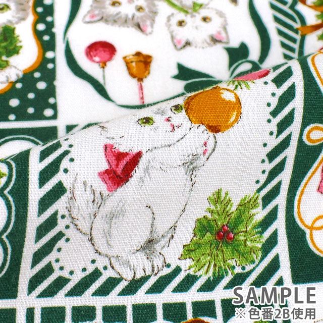 生地 クリスマスプリント クリスマスカード/ポプリン(57900) 2B.グリーン 99Zz99_