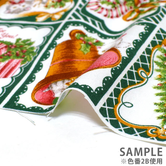 生地 クリスマスプリント クリスマスカード/ポプリン(57900) 2B.グリーン 99Zz99_