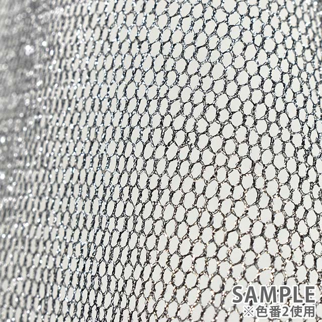 生地 ラメWチュール(614) 1.白×シルバーラメ 10Aa01_
