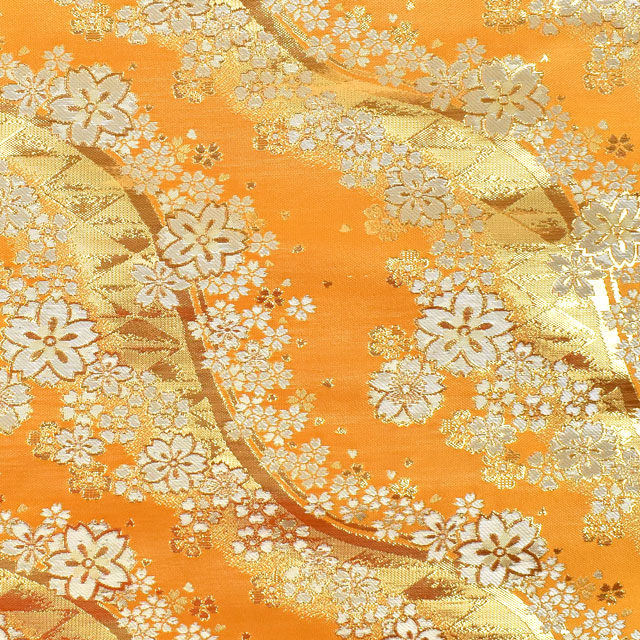 金襴生地 錦林三丁 さくら・さくら(6237-3) 黄 09Bh18_