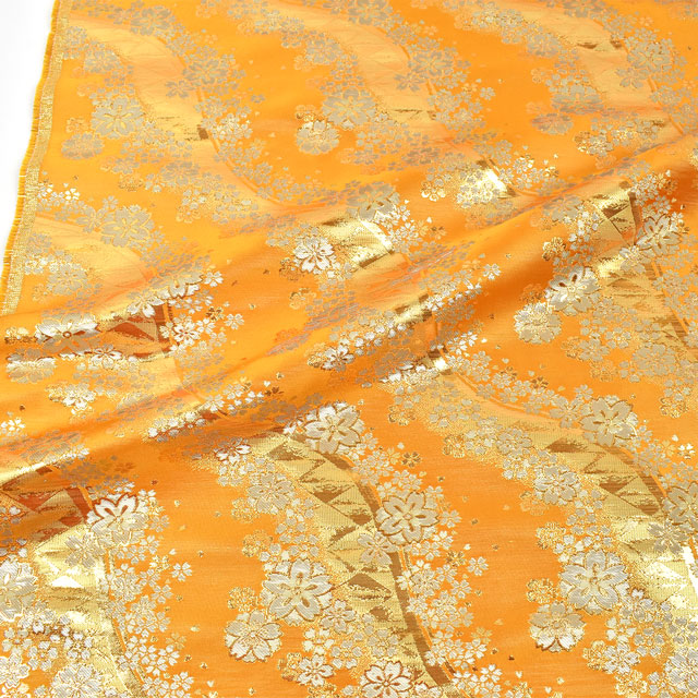 金襴生地 錦林三丁 さくら・さくら(6237-3) 黄 09Bh18_