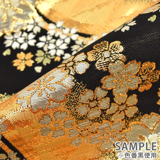 金襴生地 錦林三丁 さくら・さくら(6237-3) 黄 09Bh18_