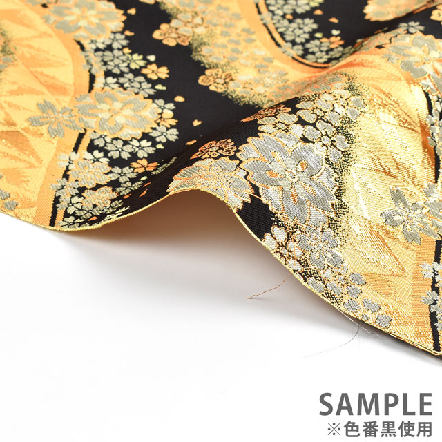 金襴生地 錦林三丁 さくら・さくら(6237-3) 黄 09Bh18_