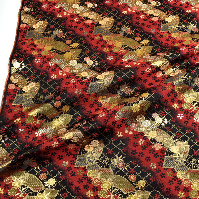 金襴生地 洛レイ 舞扇(2-6408) 赤 09Bh18_
