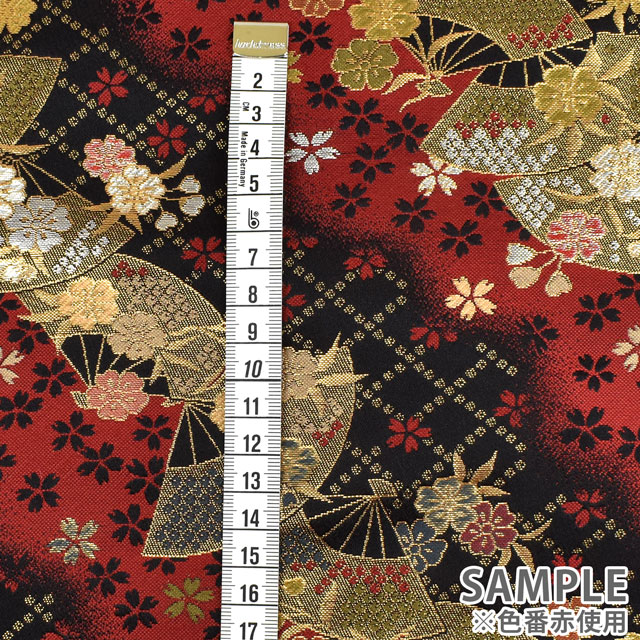 金襴生地 洛レイ 舞扇(2-6408) 赤 09Bh18_