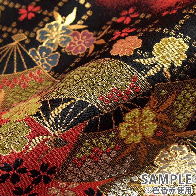 金襴生地 洛レイ 舞扇(2-6408) 赤 09Bh18_