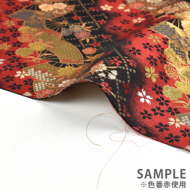 金襴生地 洛レイ 舞扇(2-6408) 赤 09Bh18_