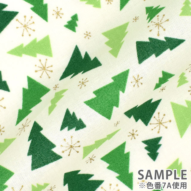 生地 クリスマスプリント ツリー/シーチング(7063) 7B.レッド 99Zz99_