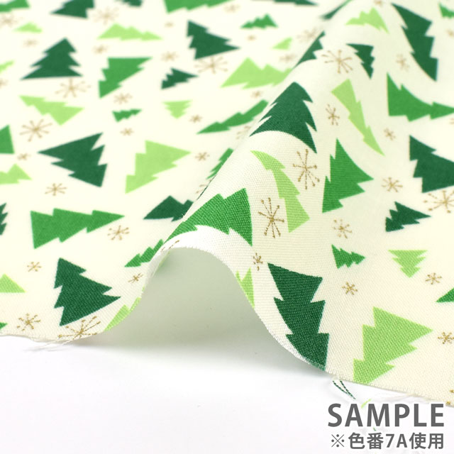 生地 クリスマスプリント ツリー/シーチング(7063) 7B.レッド 99Zz99_