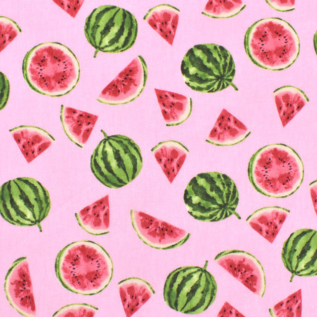 生地 シーチングプリント スイカ(7072) 1B.ピンク 99Zz99_