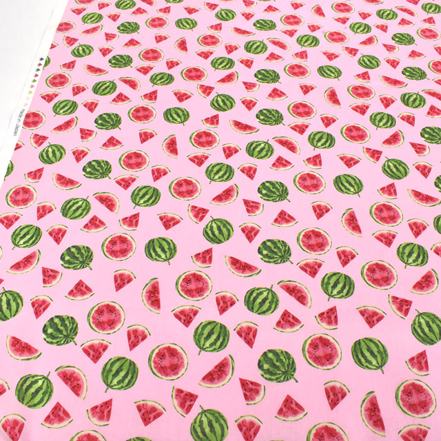 生地 シーチングプリント スイカ(7072) 1B.ピンク 99Zz99_