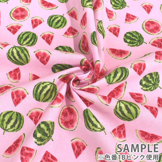 生地 シーチングプリント スイカ(7072) 1B.ピンク 99Zz99_