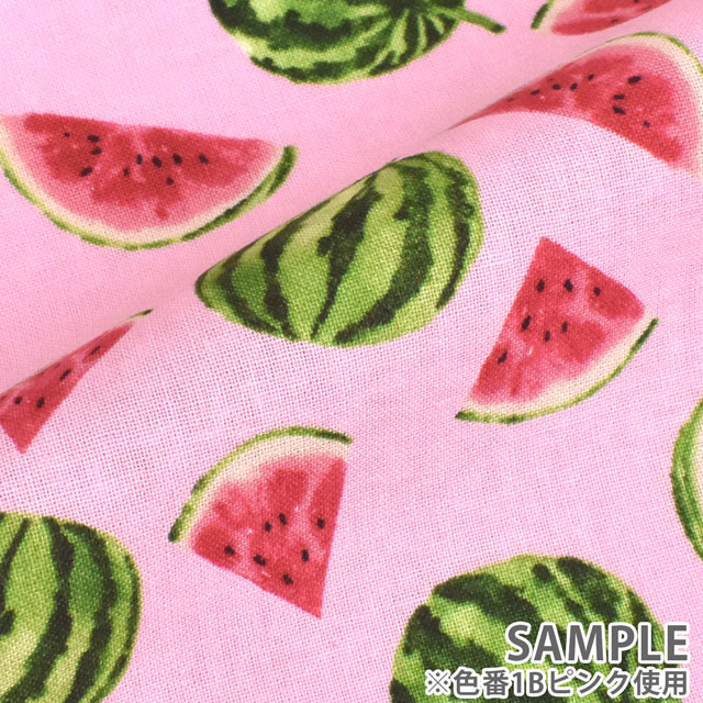 生地 シーチングプリント スイカ(7072) 1B.ピンク 99Zz99_