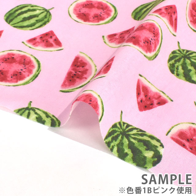 生地 シーチングプリント スイカ(7072) 1B.ピンク 99Zz99_