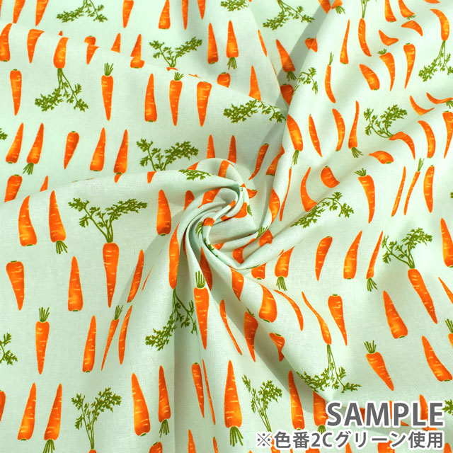 生地 シーチングプリント ニンジン(7073) 2C.グリーン 99Zz99_