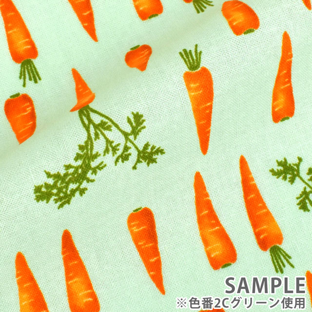 生地 シーチングプリント ニンジン(7073) 2C.グリーン 99Zz99_