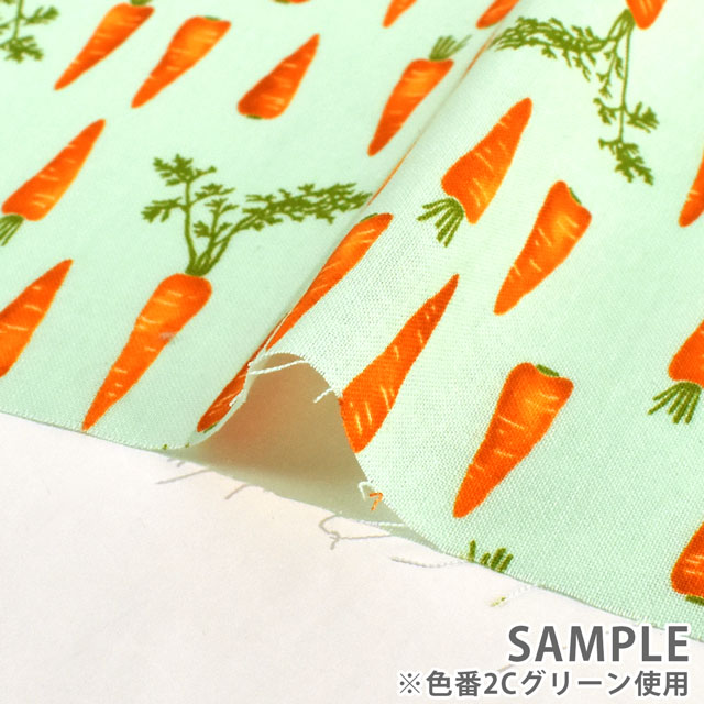 生地 シーチングプリント ニンジン(7073) 2C.グリーン 99Zz99_