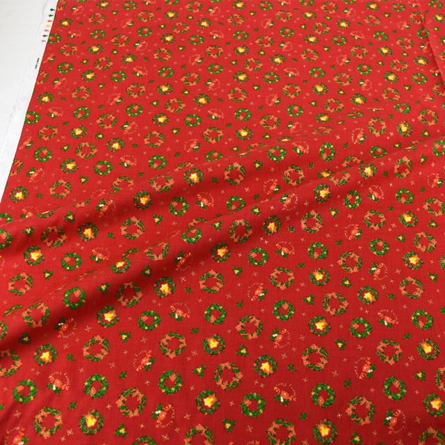 生地 クリスマスプリント リース/スケア(7100) 5B.レッド 99Zz99_