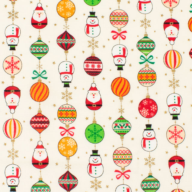 生地 クリスマスプリント オーナメント/スケア(7100) 6A.ホワイト 99Zz99_