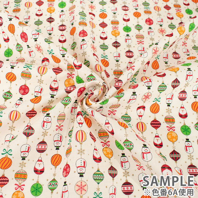 生地 クリスマスプリント オーナメント/スケア(7100) 6A.ホワイト 99Zz99_