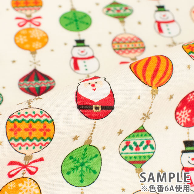 生地 クリスマスプリント オーナメント/スケア(7100) 6A.ホワイト 99Zz99_