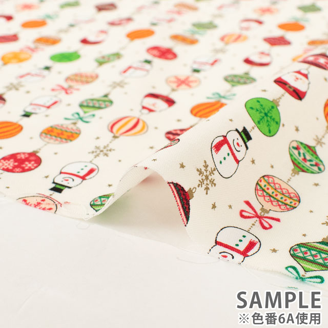 生地 クリスマスプリント オーナメント/スケア(7100) 6A.ホワイト 99Zz99_
