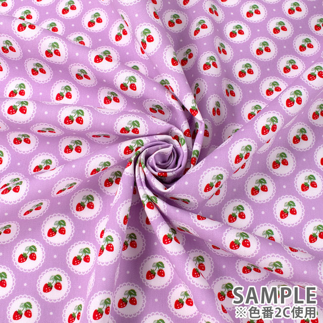 生地 入園入学プリント いちごレース柄/ポプリン(7119) 2A.ピンク 09Ae13_