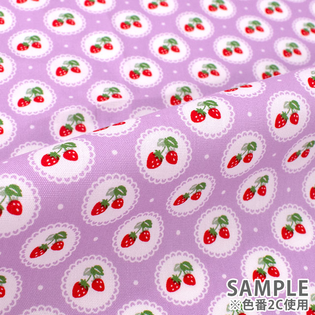 生地 入園入学プリント いちごレース柄/ポプリン(7119) 2A.ピンク 09Ae13_