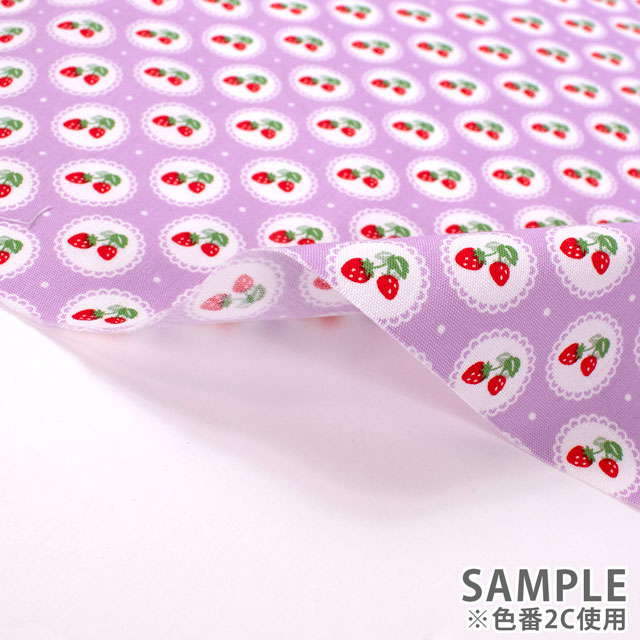 生地 入園入学プリント いちごレース柄/ポプリン(7119) 2A.ピンク 09Ae13_