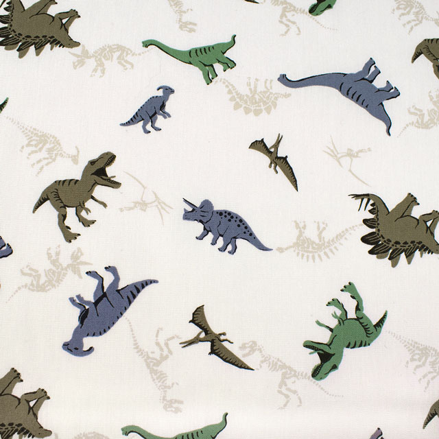 生地 入園入学プリント 恐竜柄/ポプリン(7119) 6A.生成 09Ae14_