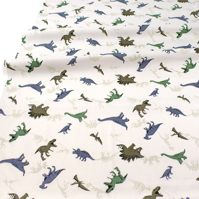 生地 入園入学プリント 恐竜柄/ポプリン(7119) 6A.生成 09Ae14_