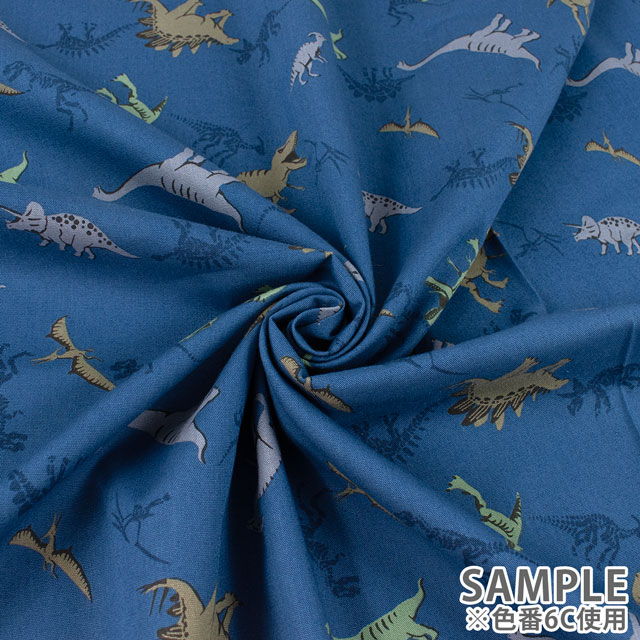 生地 入園入学プリント 恐竜柄/ポプリン(7119) 6A.生成 09Ae14_