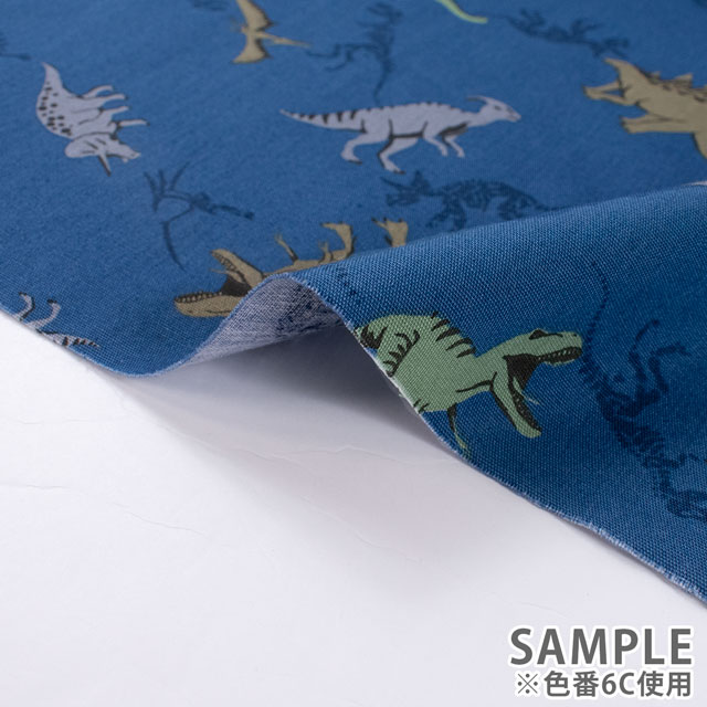 生地 入園入学プリント 恐竜柄/ポプリン(7119) 6A.生成 09Ae14_