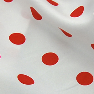 サテン生地 テトロンスエード(743) 水玉小 2.白/赤 99Zz99_