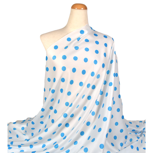 サテン生地 テトロンスエード(743) 水玉小 8.赤/黒 10Ae08_