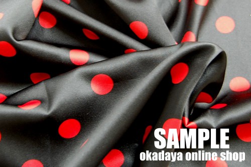 サテン生地 テトロンスエード(743) 水玉小 2.白/赤 99Zz99_