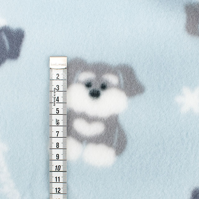 生地 フリースプリント ミニチュアシュナウザー 約140cm幅×150cmカット(75600-1) 1.ライトブルー 14yy88_