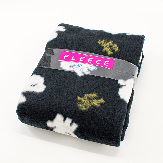 生地 フリースプリント ビションフリーゼ 約140cm幅×150cmカット（75600-1） 2.ブラック 14yy88_